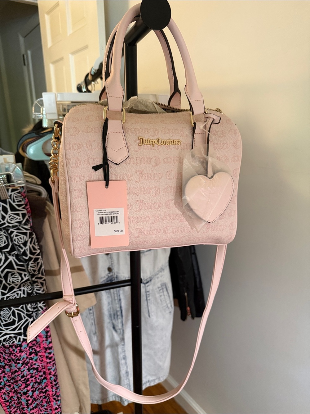 Juicy Couture Light Pink Logo Dome Crossbody Satchel